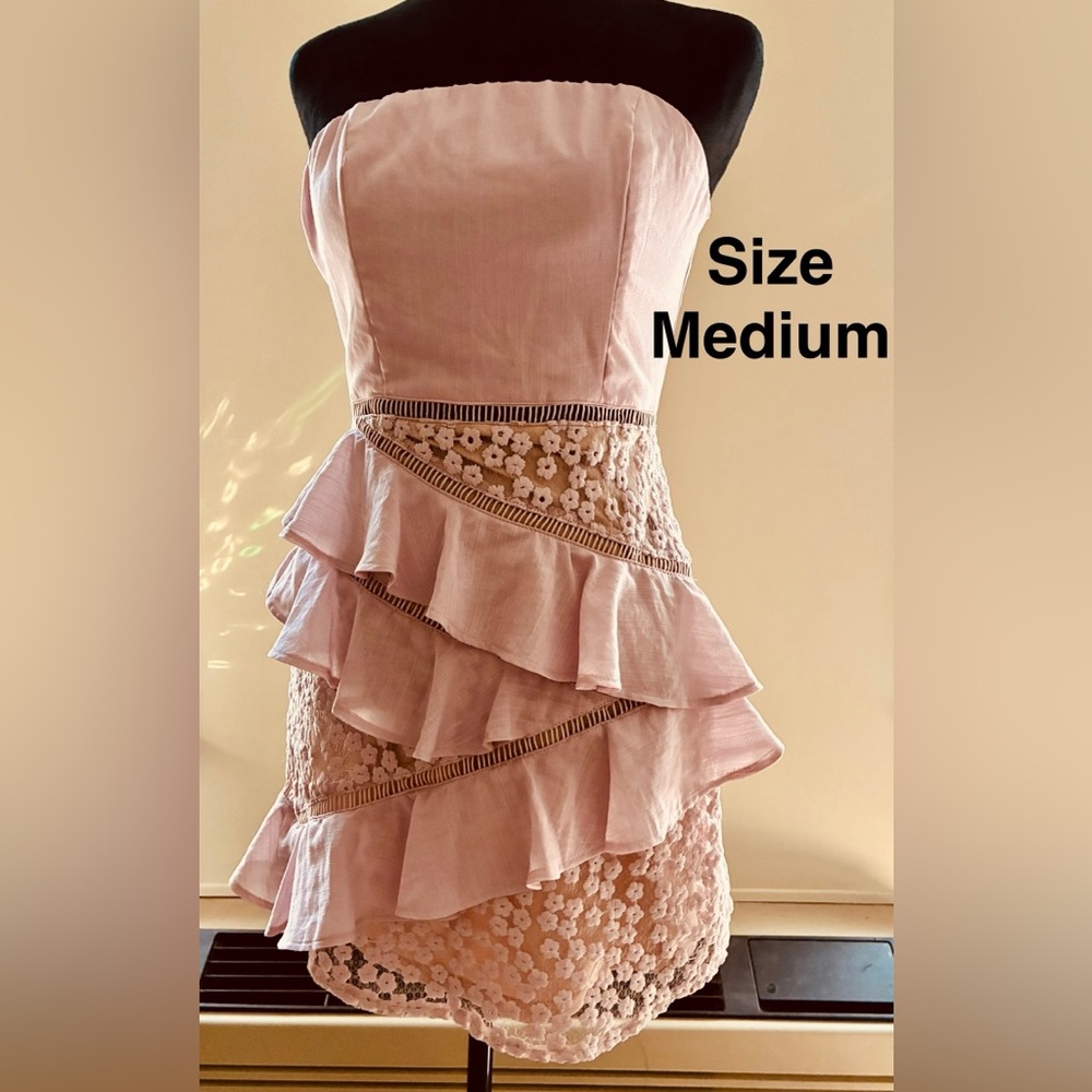 Strapless Pink Lace Dress